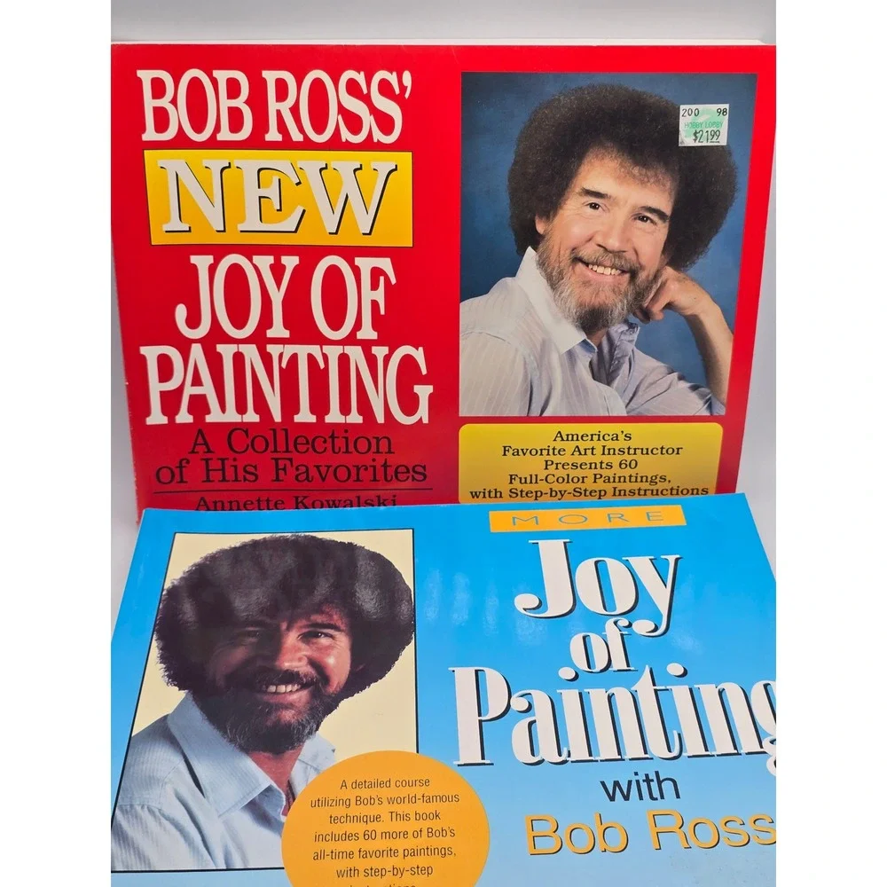 Vintage 90s Bob Ross‎ New Joy of Painting & More 2 Book Set Annette Kowalski